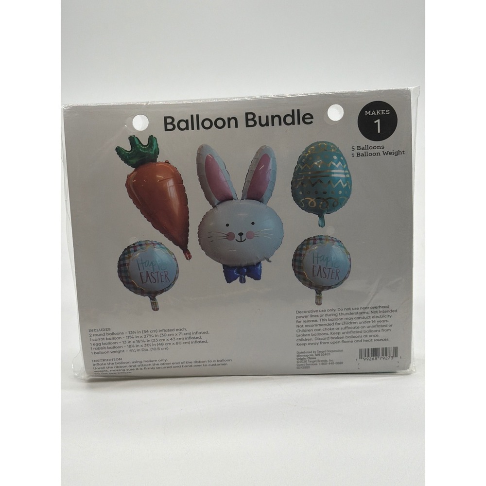 Target Easter Balloon Bundle 5ct Mylar Foil Bunny Carrot Egg Party Decor New